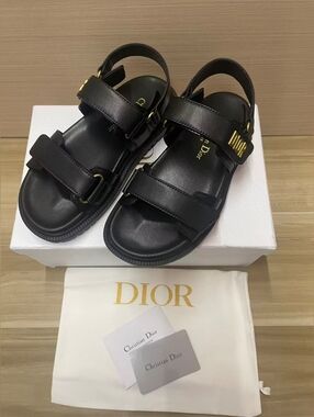Dior Black Lambskin Sandals